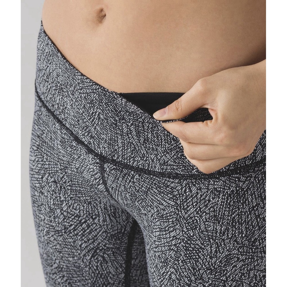 Lululemon Wunder Under Pant III Line Up White Black Full on Luxtreme Size 12